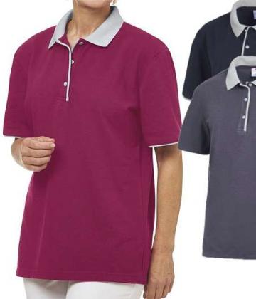 Leiber Polo-Shirt kurzarm farbig / Kragen grau