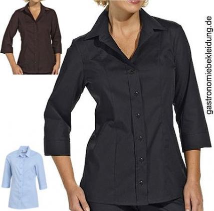 Damen-Stretch-Bluse braun 3/4 Arm Berufsbekleidung Bluse schwarz