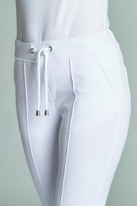 Preview: 7/8-Sweathose Damen Schlupfhose mit Gummizug Kordel weiß Leiber