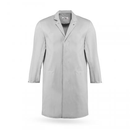 Preview: HACCP Mantel Herren & Damen grau langarm Druckknöpfe