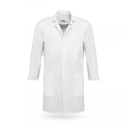 Preview: HACCP Mantel Herren & Damen weiß langarm Druckknöpfe