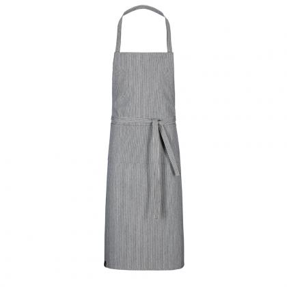 Latzschürze denim mit Tasche feine Nadelstreifen