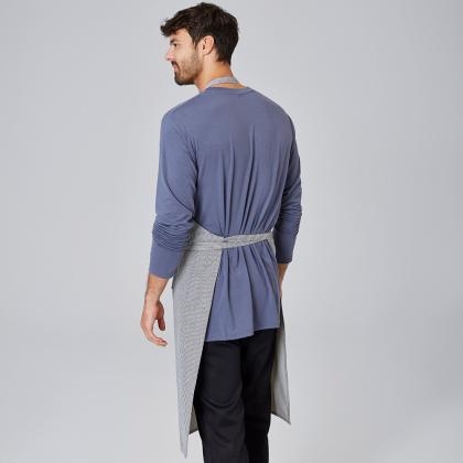 Latzschürze denim mit Tasche feine Nadelstreifen
