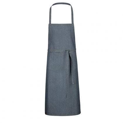Latzschürze denim mit Tasche feine Nadelstreifen