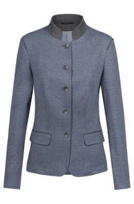 Greiff Damen Blazer Stehkragen Jersey Landhaus 5-Knopf blau mit Kontrast grau