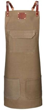 Preview: Vintage Latzschürze olive mit Leder-Hosenträger