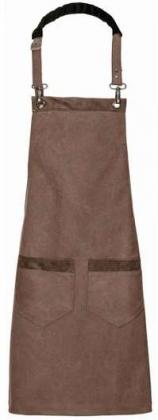 Preview: Latzschürze grün Canvas mit 2 Taschen & Leder-Besatz