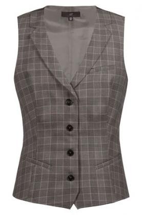 Damen Weste Glencheck rot kariert Reverskragen