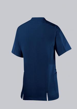 Preview: Kasack farbig Damen & Herren kurzarm Pique-Einsatz nachtblau