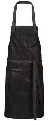 Preview: Latzschürze mit Tasche schwarz Lederoptik EINZELN