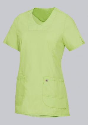 Preview: Damen Schlupfkasack Stretch farbig halbarm hellgrün