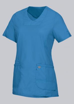 Damen Schlupfkasack Stretch farbig halbarm azurblau