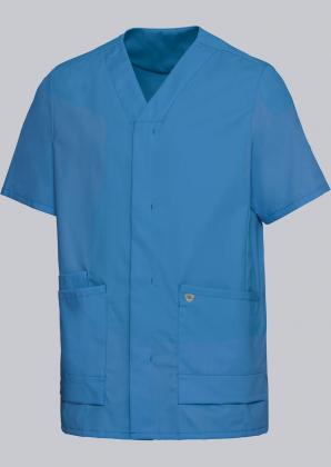 Kasack Stretch azurblau halbarm Herren & Damen