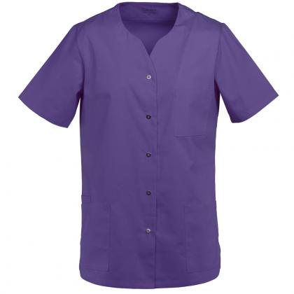 Damen Kasack kurzarm Druckknöpfe purple lila