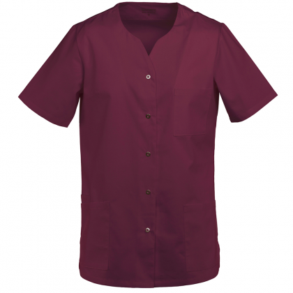 Damen Kasack kurzarm Druckknöpfe bordeaux
