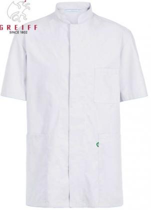 Kasack weiß Stehkragen unisex Kasack Brusttasche