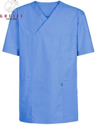 Preview: Schlupfkasack unisex Kasack mittelblau Pflege & Medizin