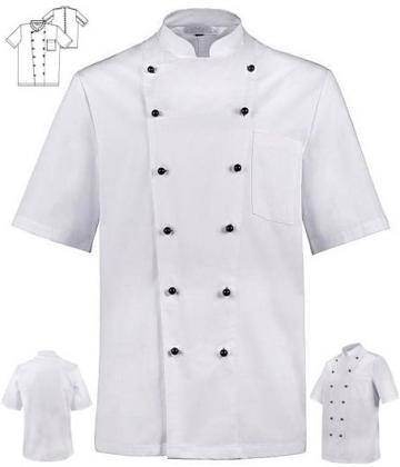 Basic-Kochjacke weiß halbarm aufgenähte Brusttasche