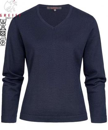 Greiff Damen-Pullover marineblau V-Ausschnitt