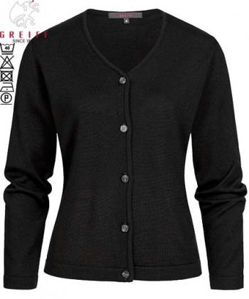 Greiff Damen-Strickjacke  schwarz, Knopfleiste