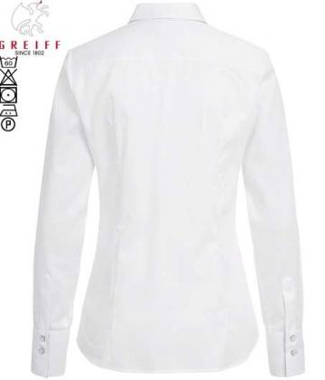 Preview: Greiff Damen Bluse weiß/Kontrast Premium langarm Stretch Regular Fit