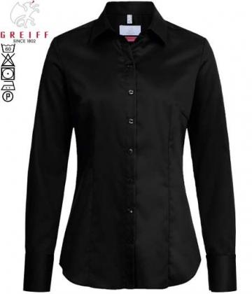 Preview: Greiff Damen Bluse schwarz Premium langarm Stretch Regular Fit