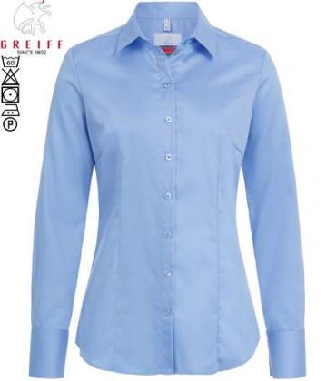 Preview: Greiff Damen Bluse mittelblau Premium langarm Regular Fit