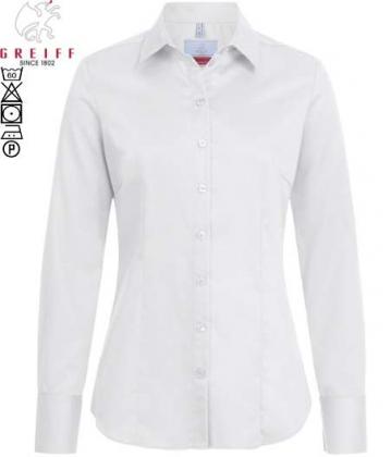 Preview: Greiff Damen Bluse weiß Premium langarm Regular Fit