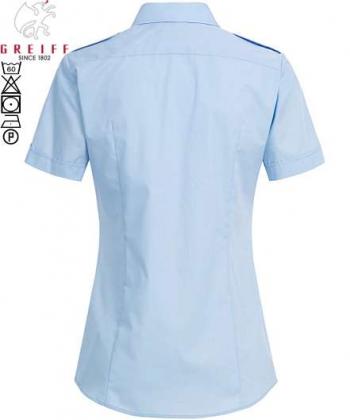 Preview: Greiff Pilotenbluse Damen kurzgarm bleu Pilotbluse Basic Regular Fit