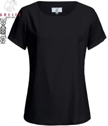 Greiff Damen Chiffon Bluse schwarz kurzarm Regular Fit