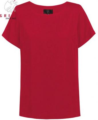 Greiff Damen Chiffon Bluse rot kurzarm Regular Fit