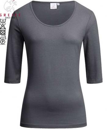 Greiff Damen-Shirt anthrazit kurzarm ausgeschnittener Rundhals Stretch