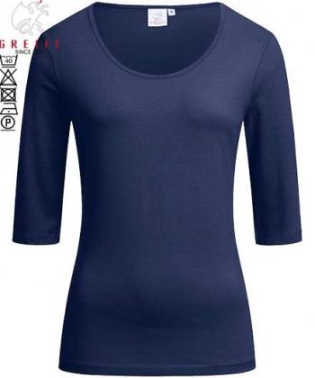 Greiff Damen-Shirt marine kurzarm ausgeschnittener Rundhals Stretch