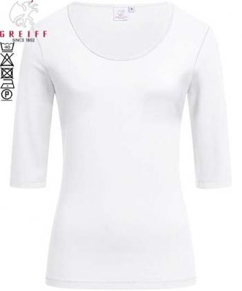 Greiff Damen-Shirt weiß kurzarm ausgeschnittener Rundhals Stretch