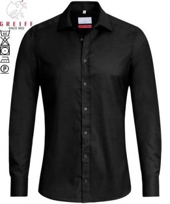 Preview: Greiff Hemd schwarz Herren-Hemd langarm MODERN Slim Fit