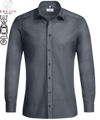 Preview: Herren Hemd anthrazit langarm Greiff BASIC Slim Fit