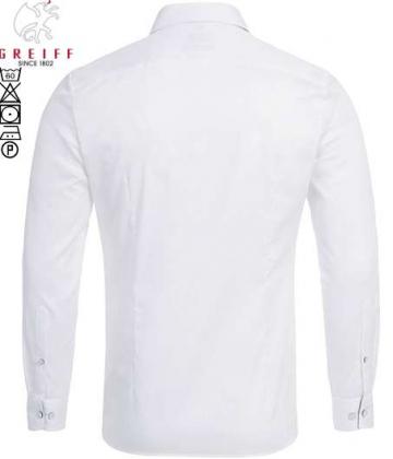 Greiff Herren Hemd Weiß/Kontrast langarm Premium Slim Fit