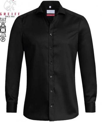 Preview: Greiff Hemd langarm schwarz Premium Slim Fit