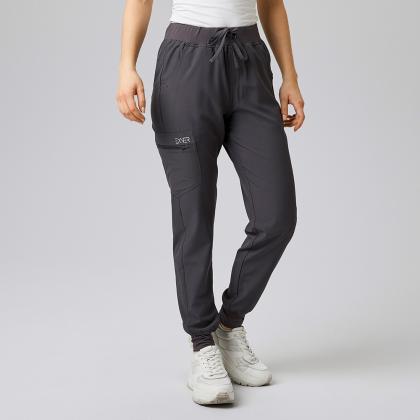 Damen-Schlupfhose graphit slimfit Stretch Arbeitshose mit Gummizug