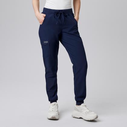 Damen-Schlupfhose marine slimfit Stretch Arbeitshose mit Gummizug
