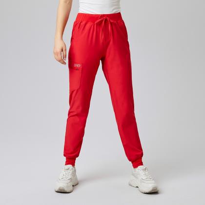 Damen-Schlupfhose rot slimfit Stretch Arbeitshose mit Gummizug
