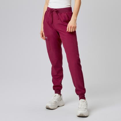 Damen-Schlupfhose bordeaux slimfit Stretch Arbeitshose mit Gummizug