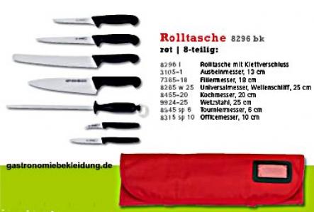 Messer Rolltasche rot, 8-tlg., Johannes Giesser