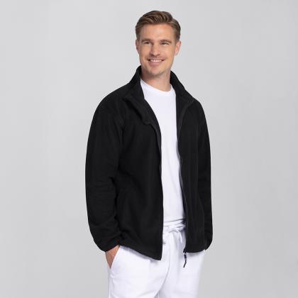 Preview: Herren Fleecejacke schwarz Regular Fit farbig