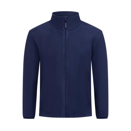 Preview: Herren Fleecejacke marineblau Regular Fit farbig
