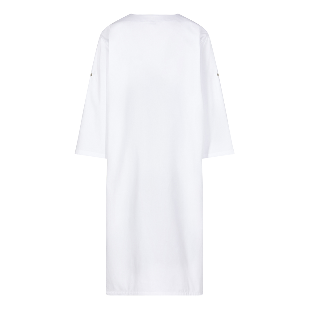 WWOO Laborkittel Damen - Baumwollmix Weiß Mit Großen Taschen