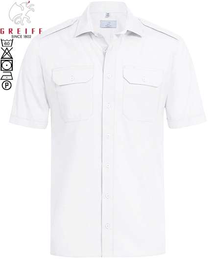 Greiff Corporate Wear Basic Herren Pilothemd Langarm Comfort Fit Weiß 
