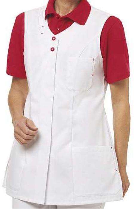Leiber Hosenkasack ohne Arm weiß/Knöpfe rot, Druckknöpfe