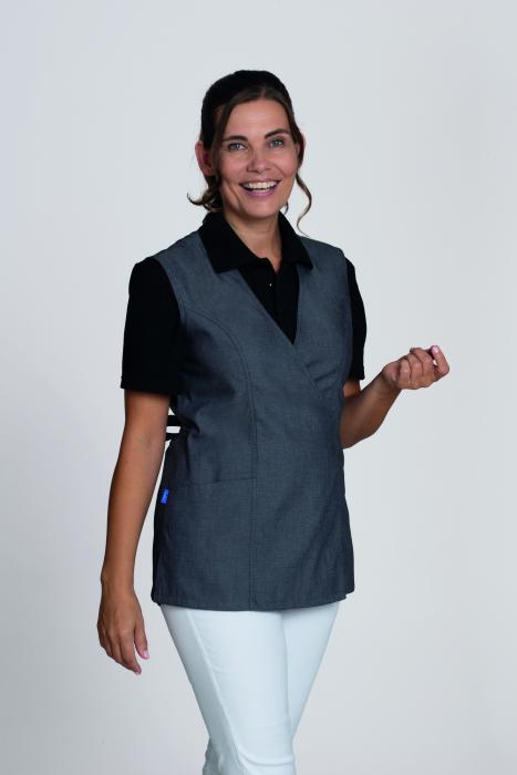 Leiber Wickel-Kasack ohne Arm jeansgrau