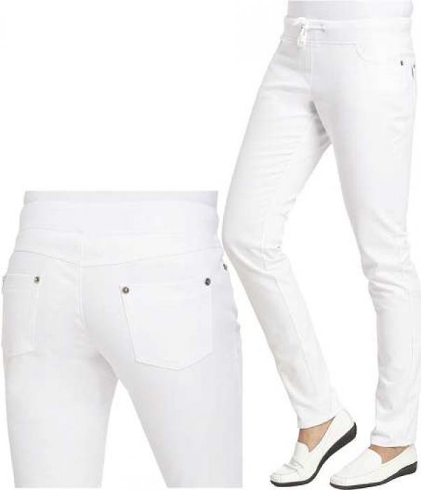 Damen Schlupfhose weiß 5 Pocket Leiber langes Bein